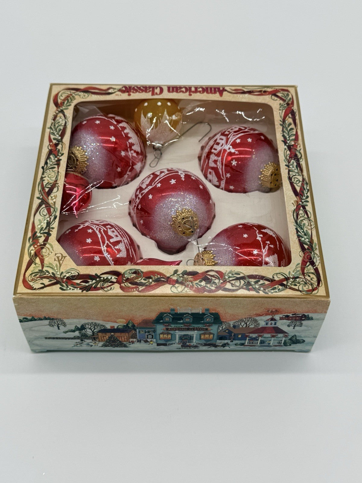 Set of "American Classic" Red Glass Christmas Vintage Ornaments - Kmart