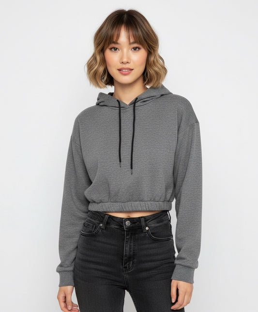 Women’s Gray Cropped Hoodie Sweatshirt Size S/M