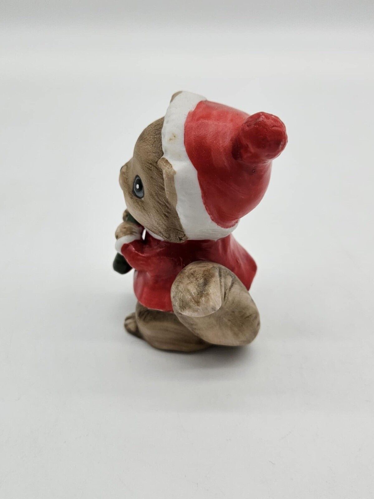 Vintage Brown Boy Chipmunks in Santa Suit Holding Green Christmas Stock