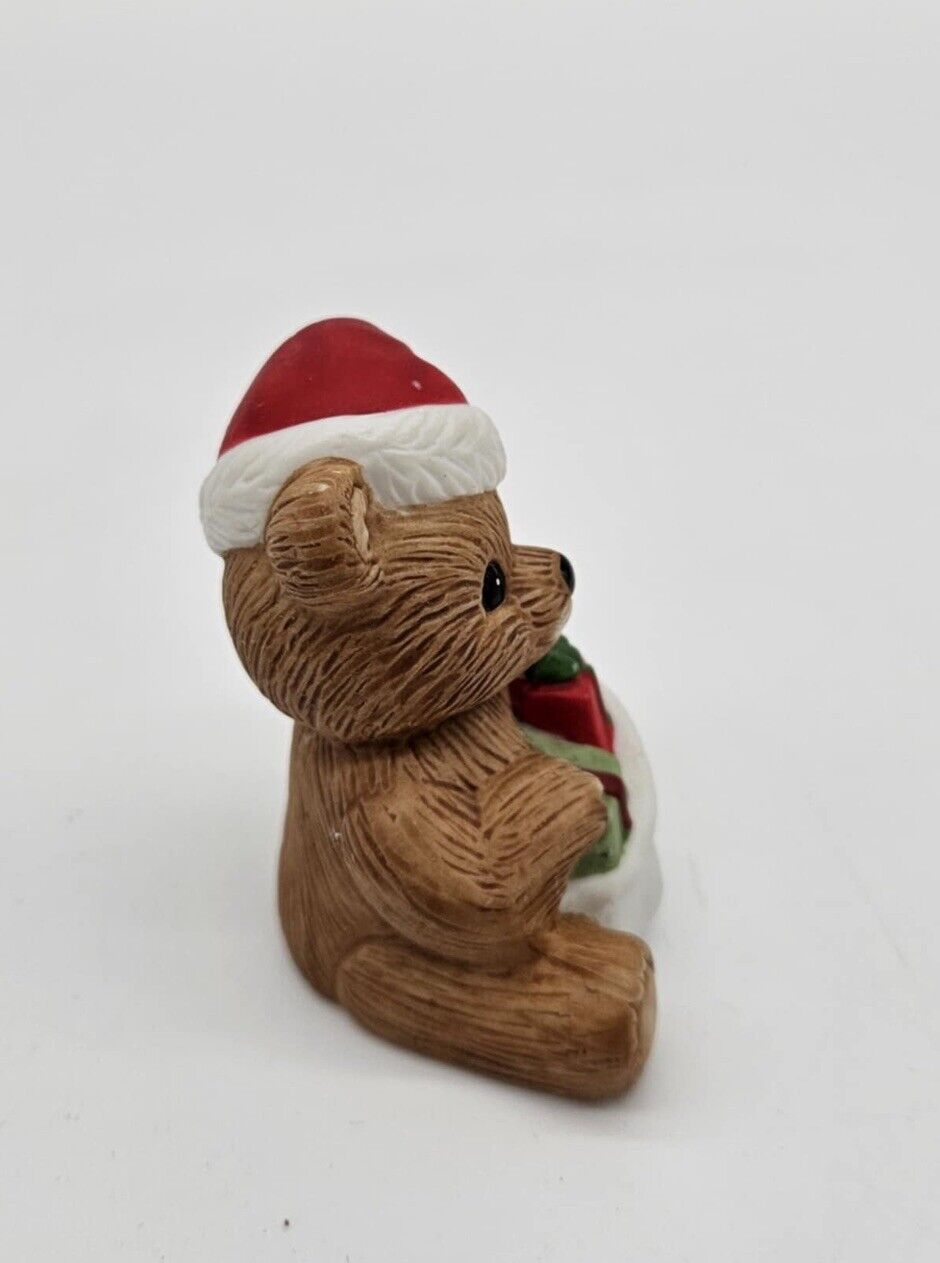 Vintage Homco Teddy Bear of the Month December 1413 Figurine Christmas Santa