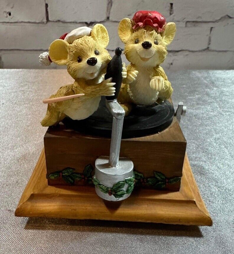 MICE ON VICTROLA Figurine MUSICAL PLAYS 3 BLIND MICE Roman Inc VCFG