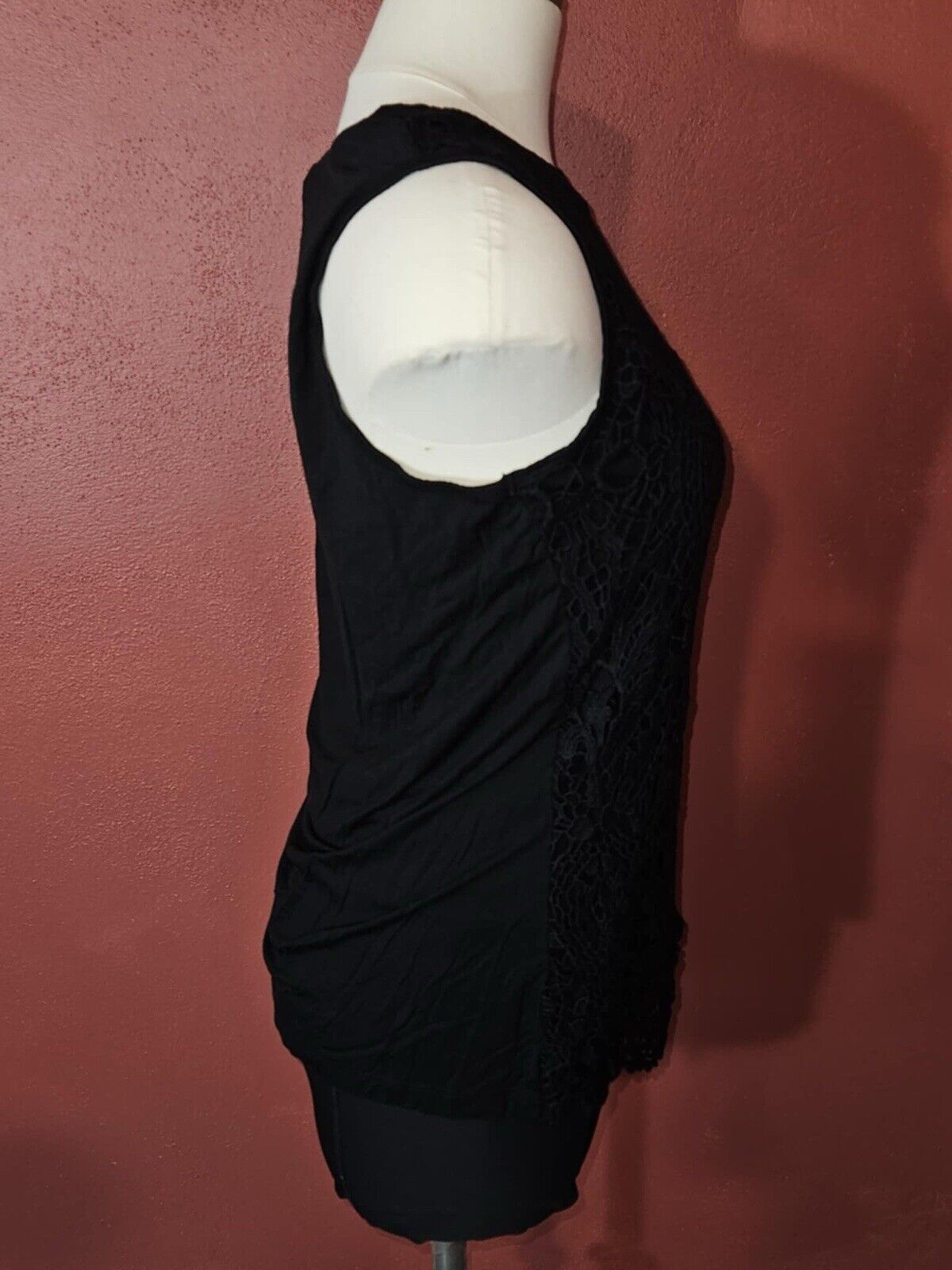 Charlie B Women's 100% Cotton Black Crochet Sleeveless Tank Top Size Medium