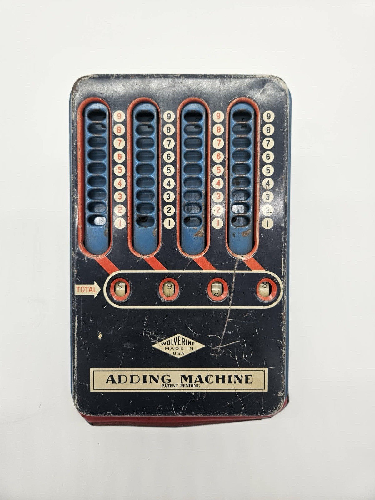 Vintage 1940's Wolverine Tin Litho Toy Adding Machine Calculator Works