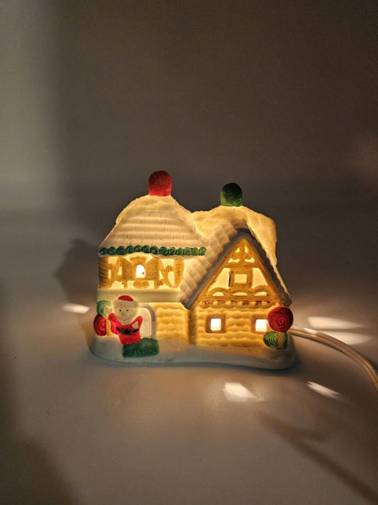 Vintage 1994 AVON Santa Town Ceramic Santa's House Village Works