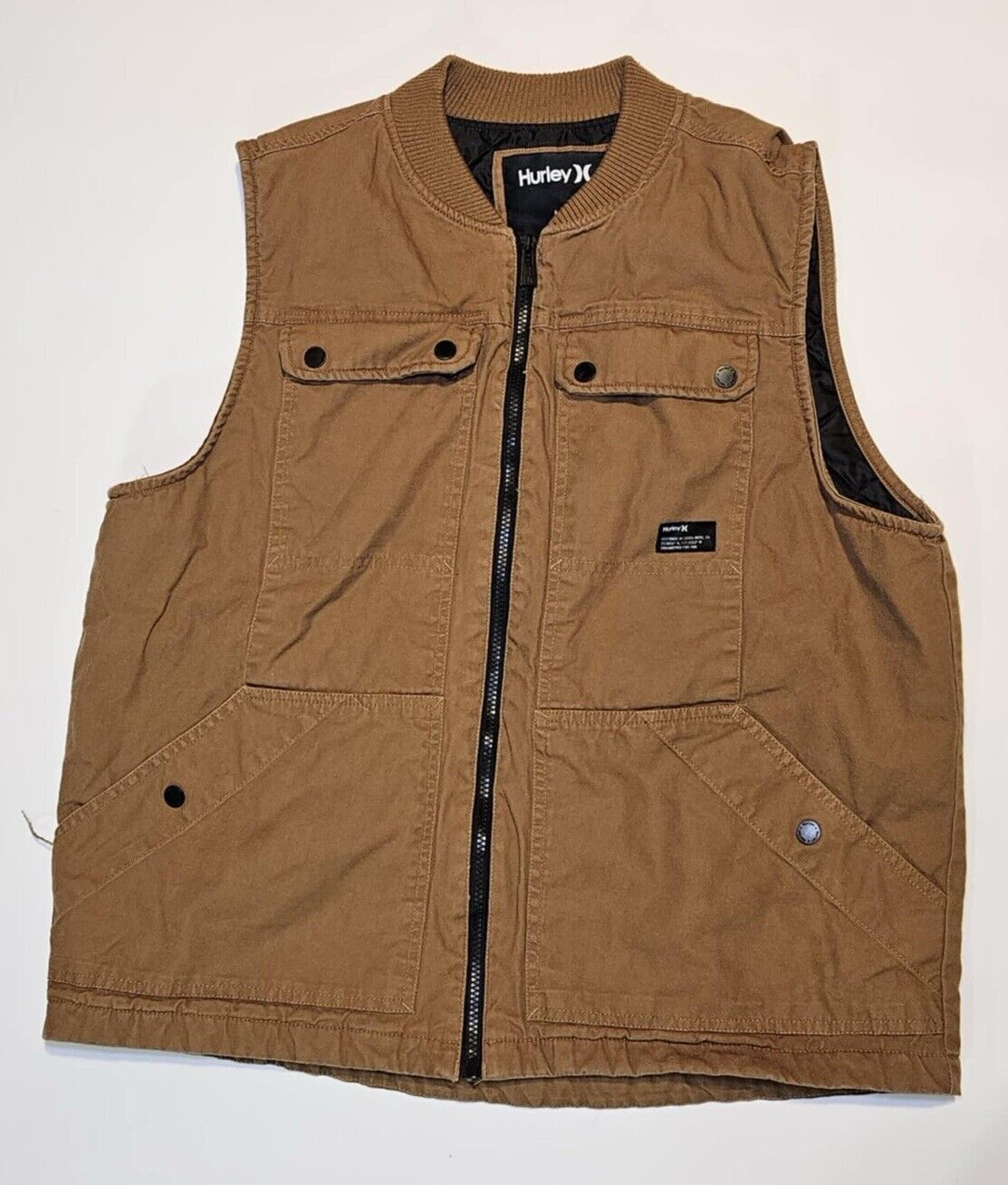 Hurley Thermal Wall Roth Ale Brown/Brun Full-Zip Vest, H6V148F1XX - Men’s Large