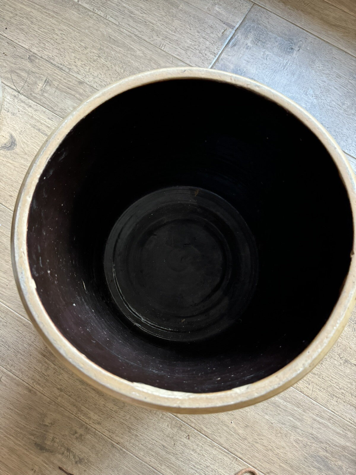 Primitive Antique Bee Sting Salt Glaze Stoneware Crock Cobalt Blue 4 Gal Handles