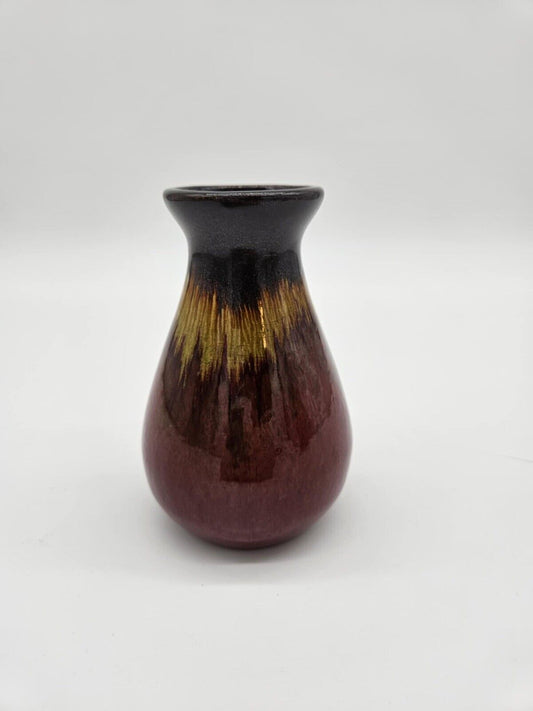 Vintage Elegant Expressions Mini Red Reactive Ceramic Bottle Vase 5” X 3”