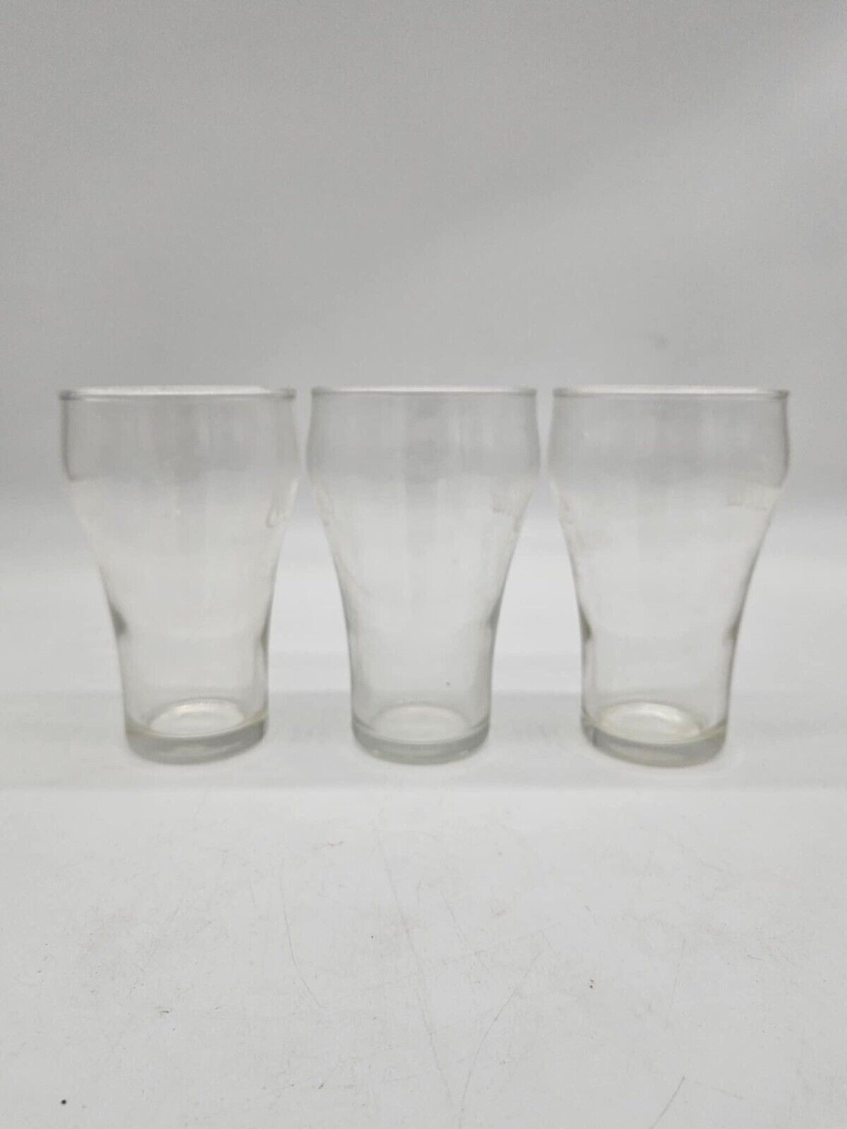 VINTAGE Set of 4 Enjoy COKE/Enjoy COCA COLA WHITE LABEL DRINKING GLASSES