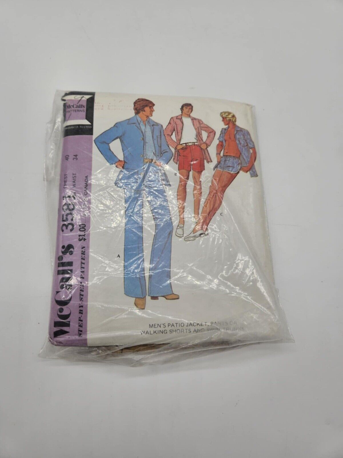 McCall's 3581 Men's Shorts & Jacket Vintage Sewing Pattern Sz 40 Chest 34 Waist