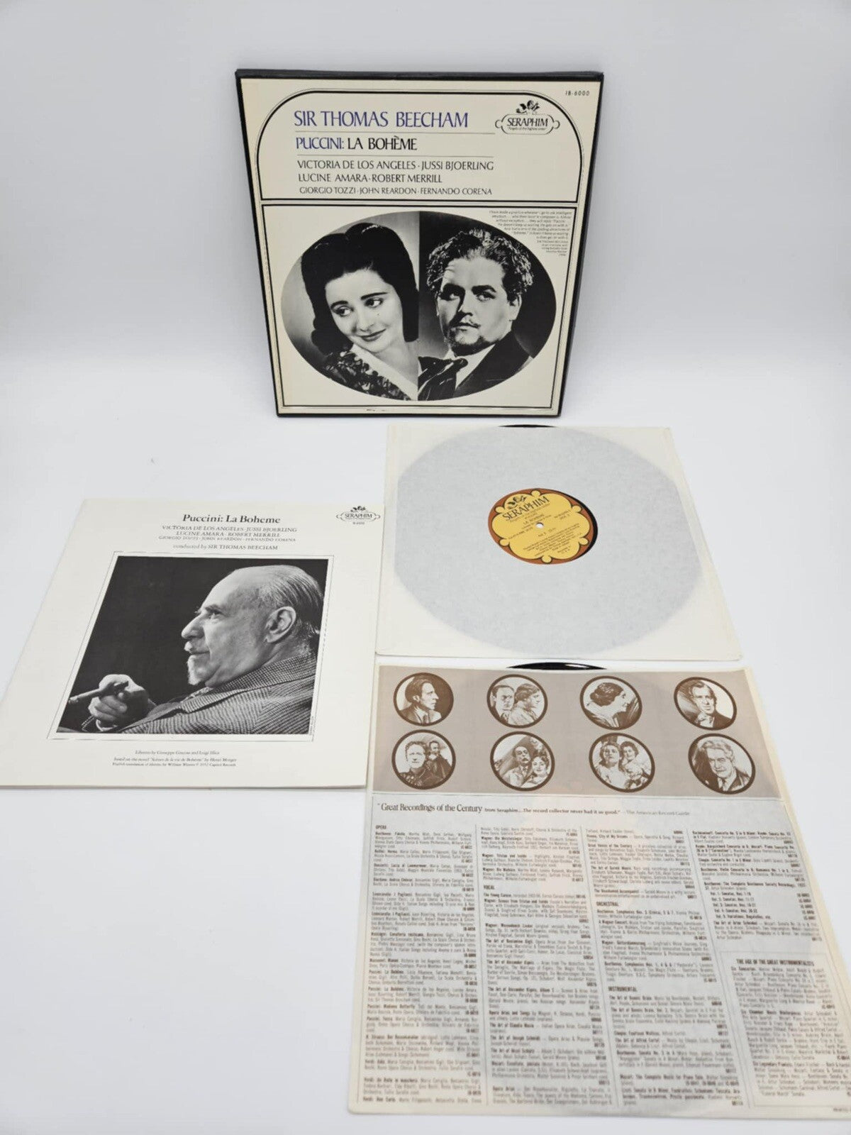 SIR THOMAS BEECHAM PUCCINI LA BOHEME BOXED SET LP SERAPHIM DE LOS ANGELES