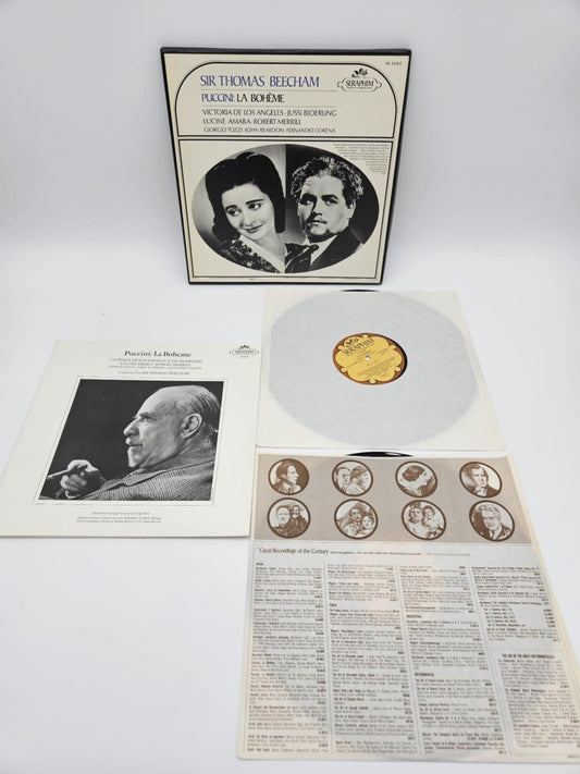 SIR THOMAS BEECHAM PUCCINI LA BOHEME BOXED SET LP SERAPHIM DE LOS ANGELES