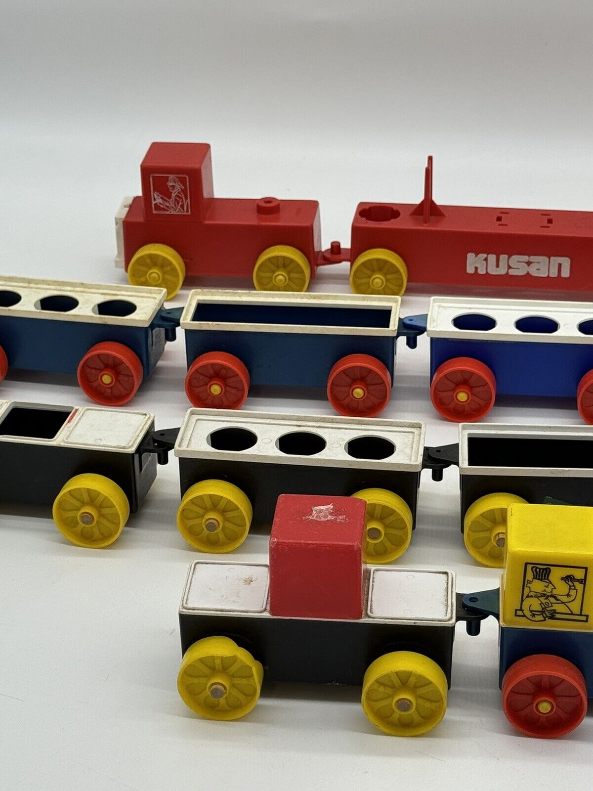 VINTAGE Fire Engine Toy Truck & KLICKITY KLACK Toy Train LOT OF Kusan Inc.