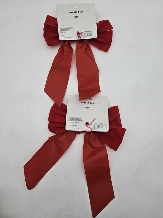 Vintage Merry Brite Red Wreath Bows Lot of 2 Christmas Decor