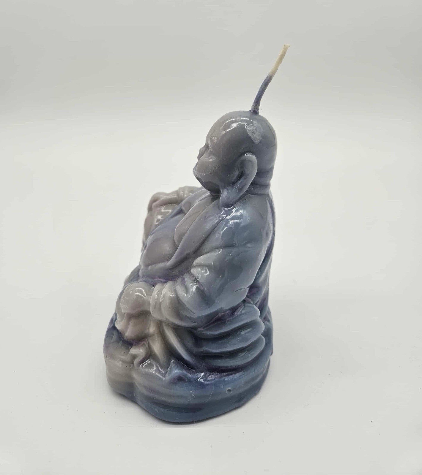 NEW Mario Luca Giusti Ceramic-Look Little Buddha Candle Blue/Grey