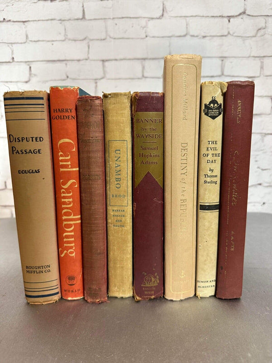 Lot Of 8 Antique Vintage Books Lot Various Colors Prop Decor Stack Staging Aged