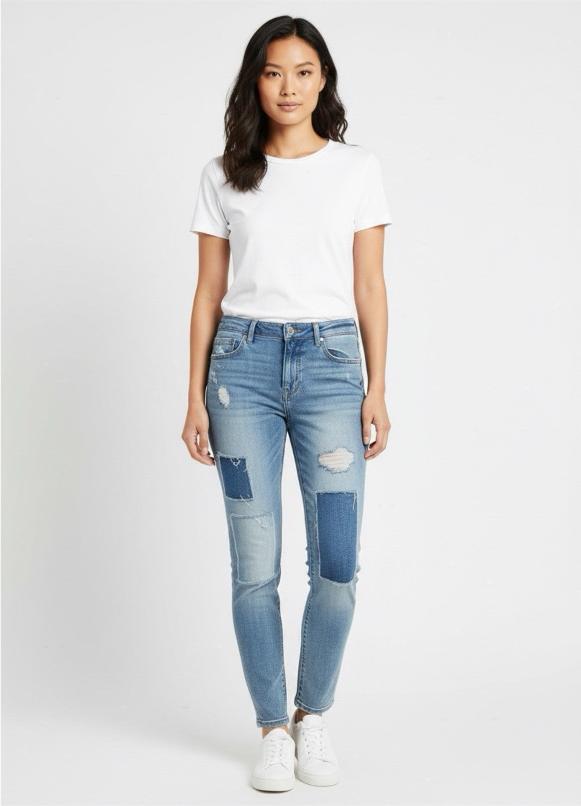 Lucky Brand Distressed Skinny Jeans Womens Size 2/26 Light Wash Patched Stretch