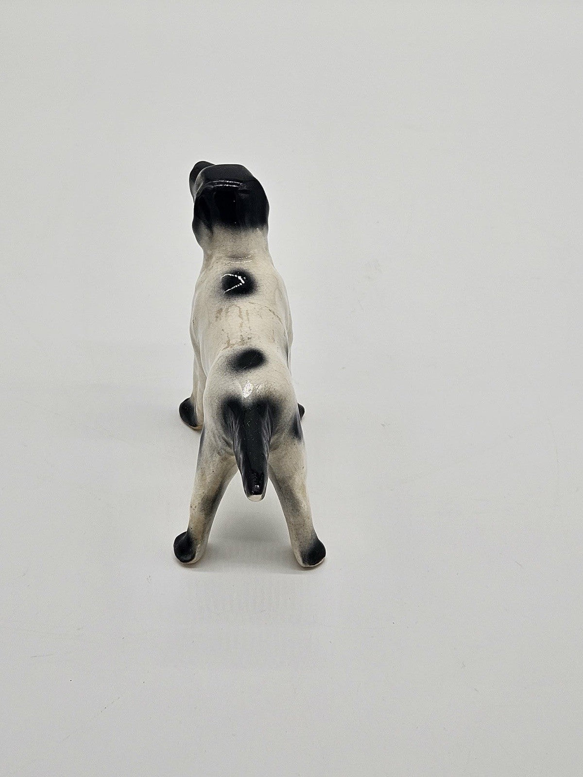 Vintage Ceramic Black White Pointer Dog Figurine