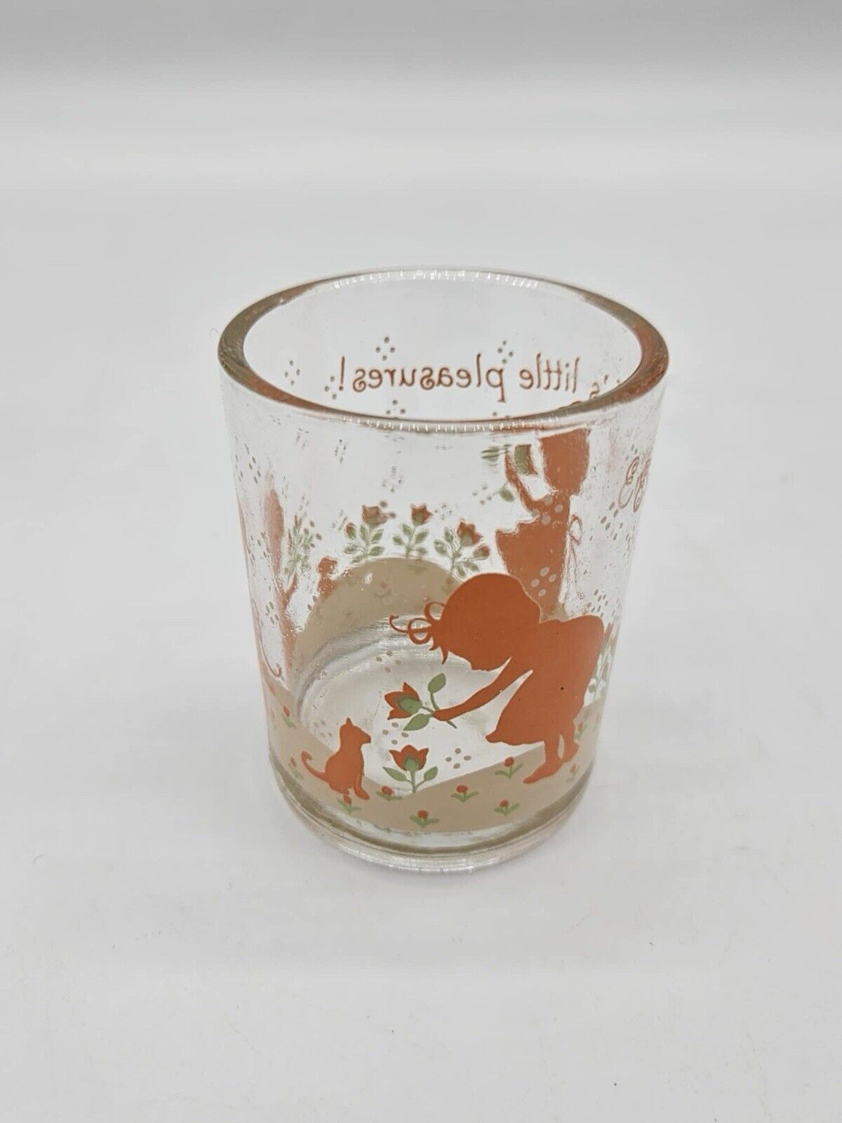 Vintage Candle Holder Silhouette Children "Enjoy Life’s Little Pleasures"