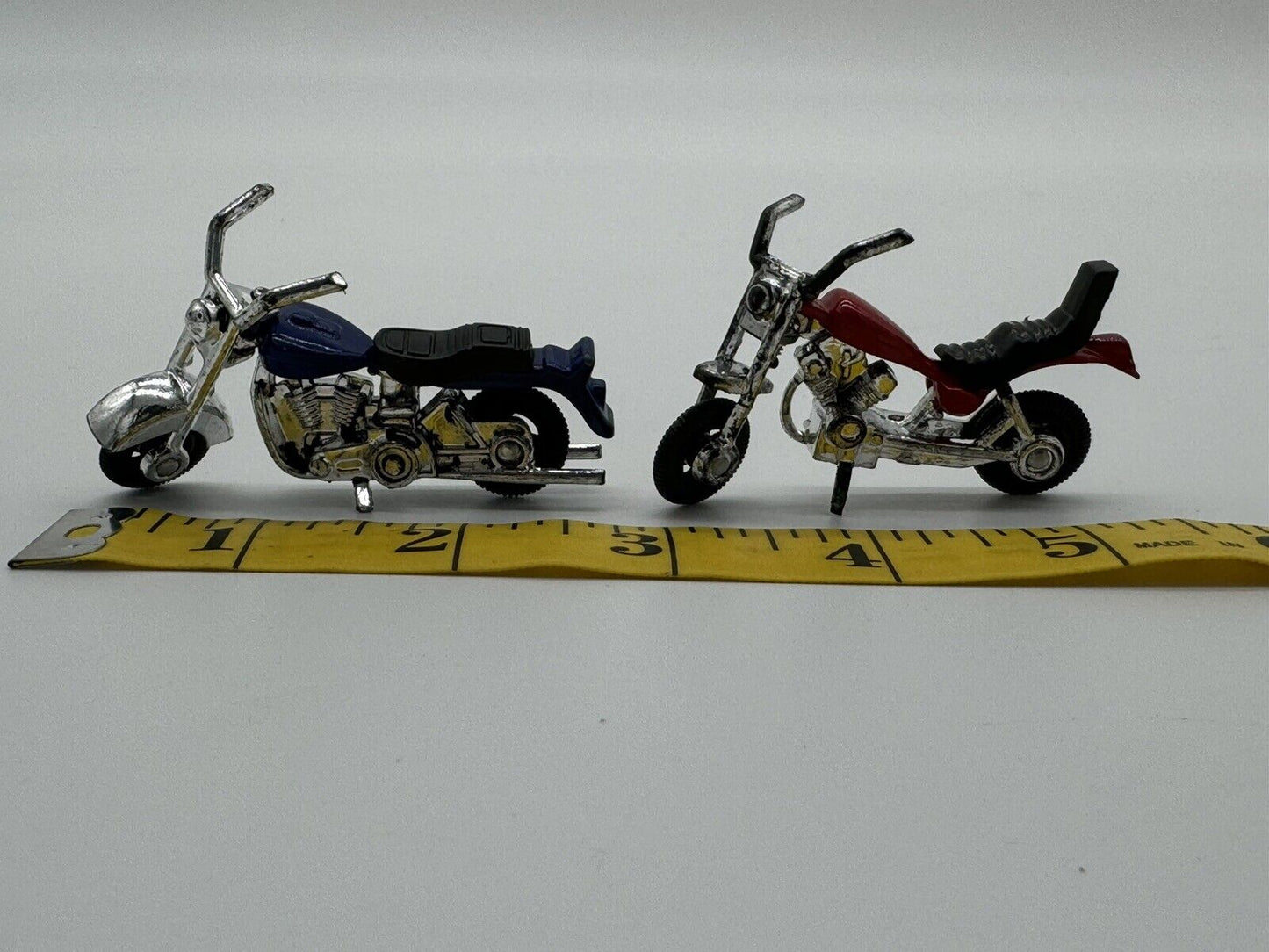 Two Unbranded Diecast & Plastic Motorcycle Chopper Toys