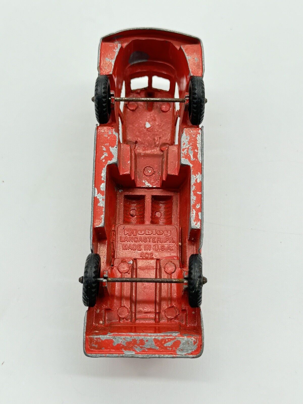 Old Vtg HUBLEY Metal Diecast Red Fire Engine Truck Toy Made In The USA