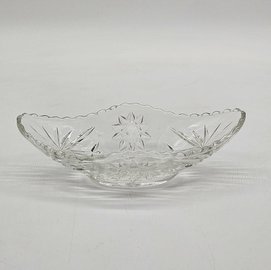 Vintage Candy/ Nut Dish Oval Clear Cut Glass Anchor Hocking Star of David