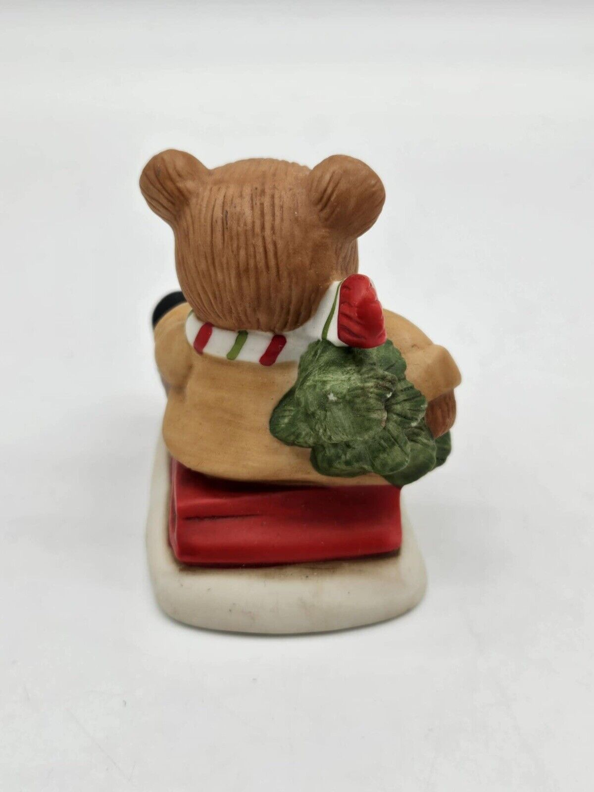 Vintage Homco #5102 Christmas Teddy Bears Riding Sled w/ tree