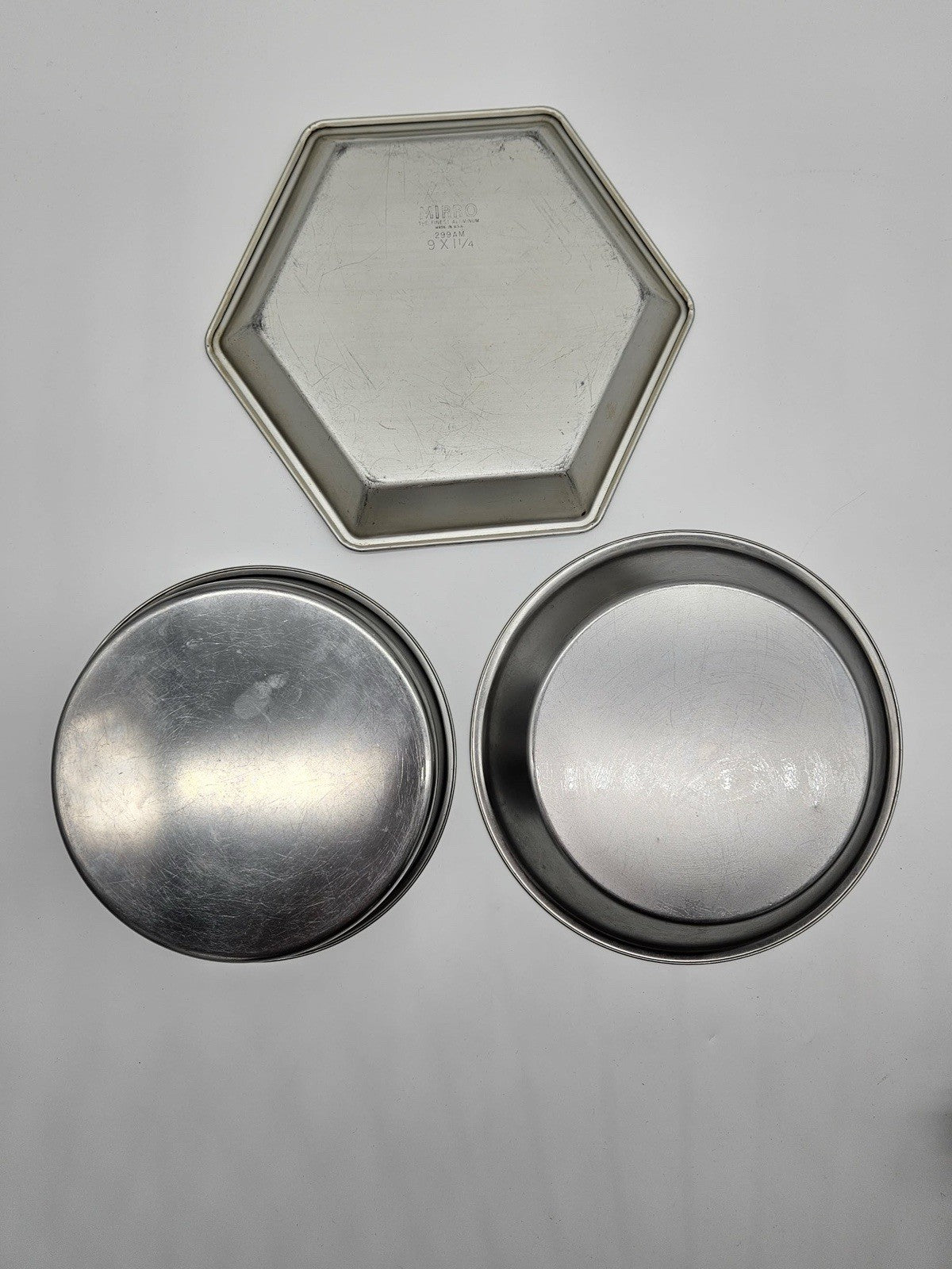 Set (3) Vtg Mirro Aluminum Cake Pans~Made USA