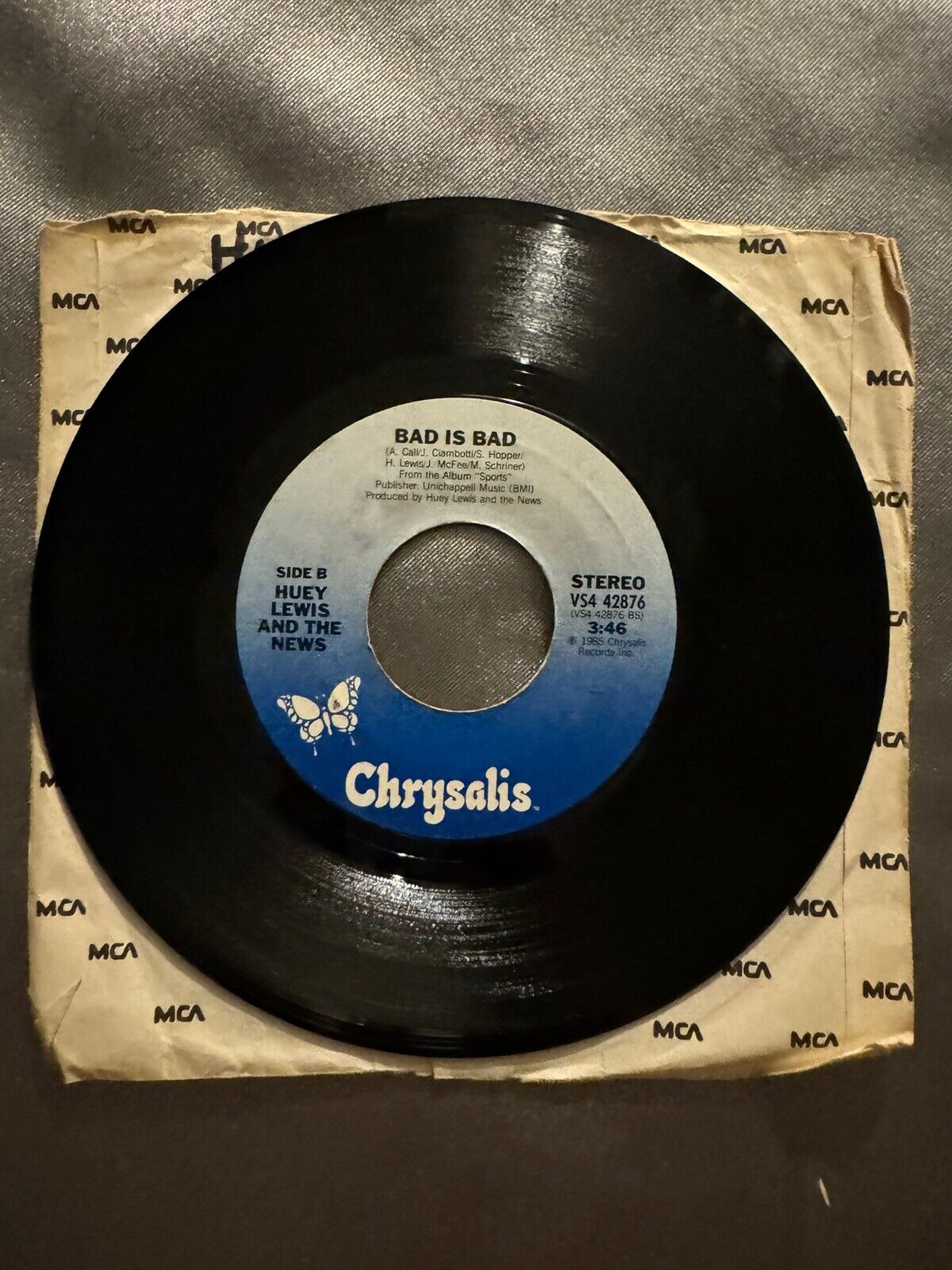 Rock 45 Huey Lewis And The News - Power Of Love / Bad Is Bad On Chrysalis