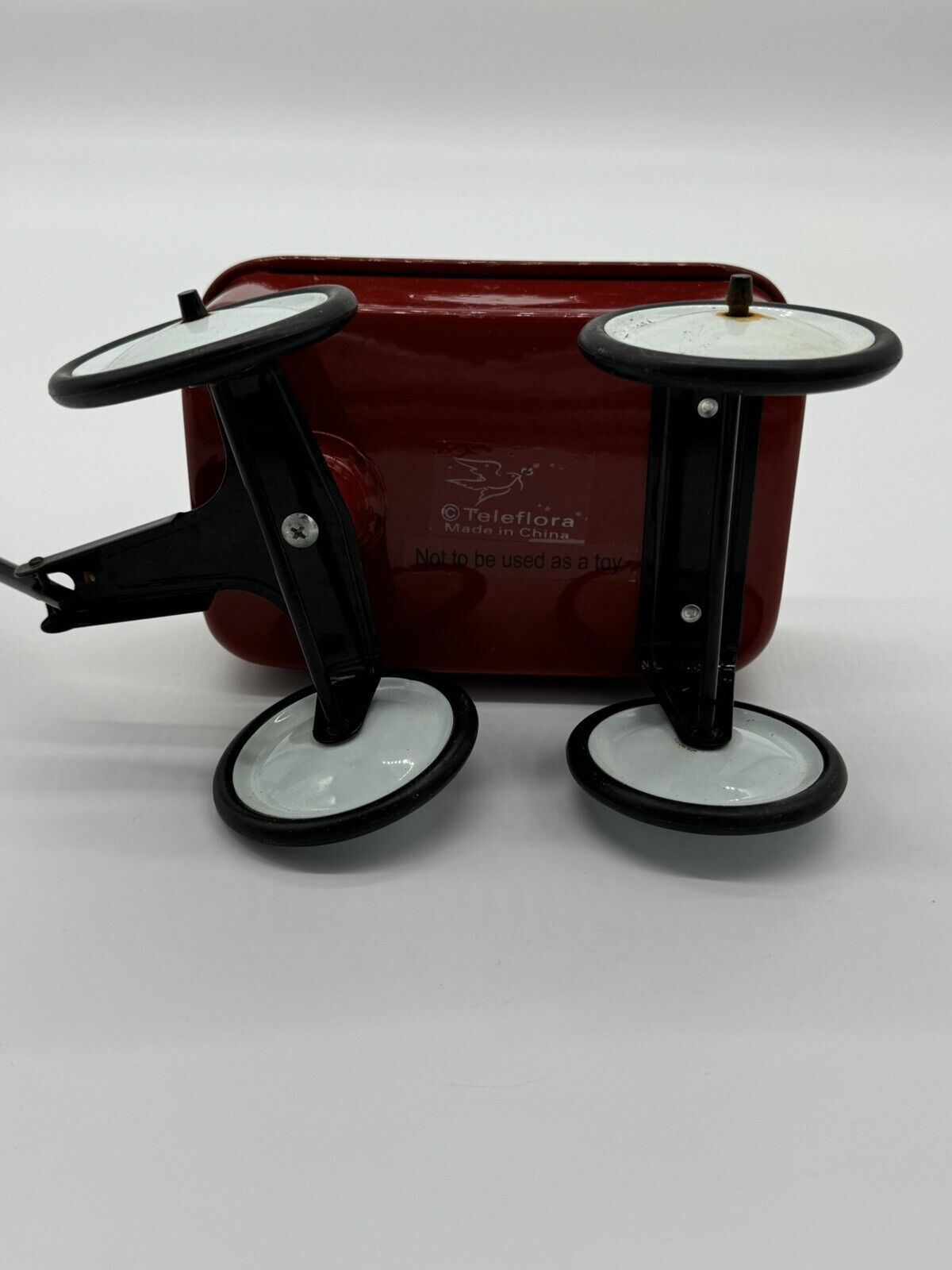 TELEFLORA Little Red Metal Wagon 5” Tall miniature gift collectable toy decor