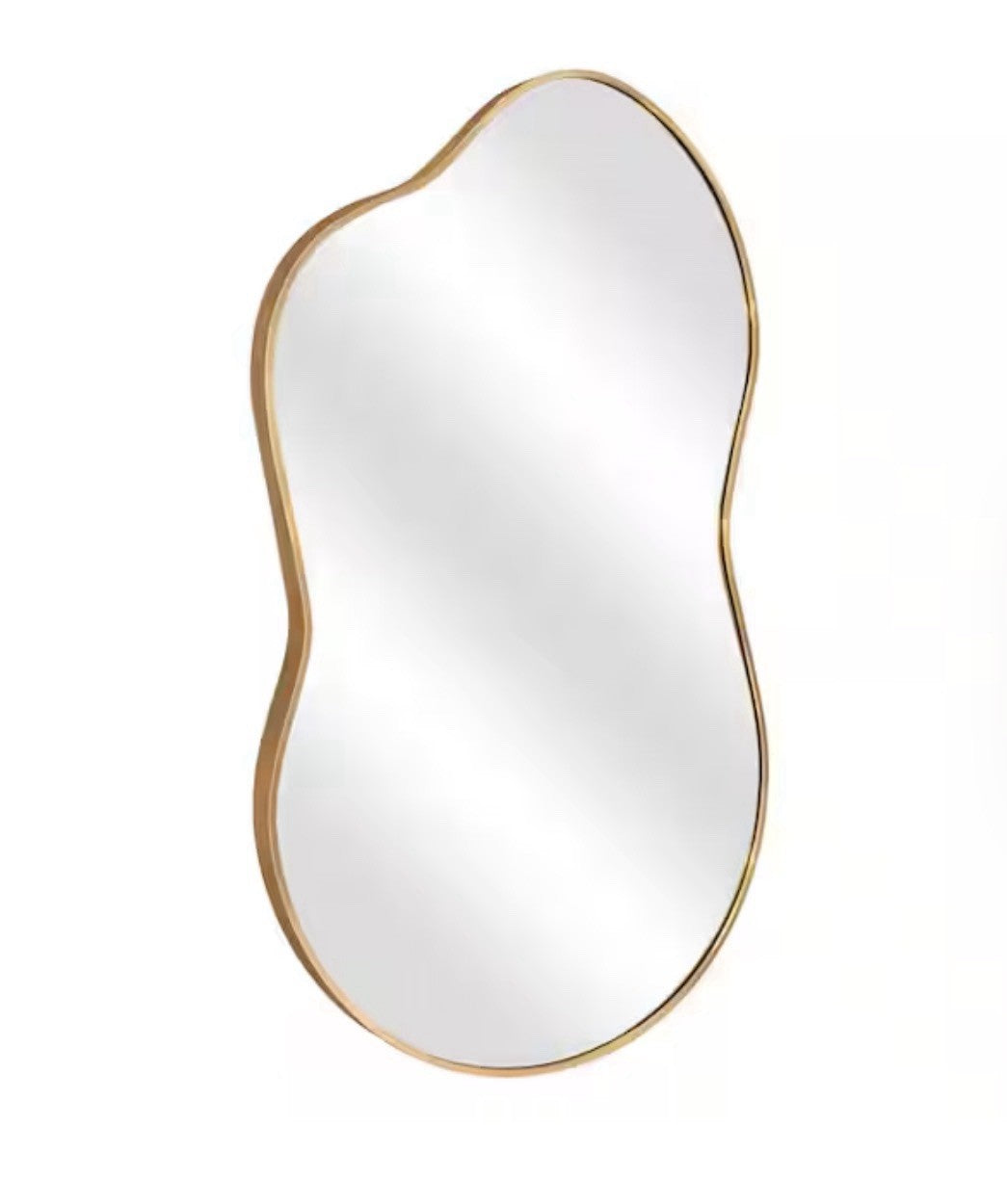 BROOJO Gold Irregular Wall Mirror 27.5" × 34.5" Modern Wavy Accent Mirror