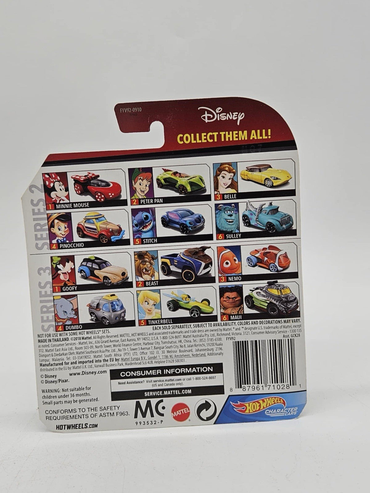 Hot Wheels 2018 Character Cars Disney Dumbo Fast Race Diecast Toy Fun Collect