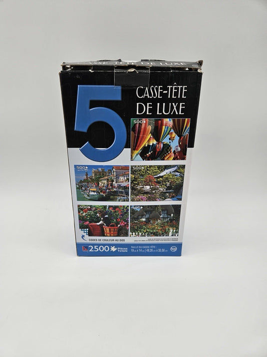 5 - 500 pc Deluxe Puzzles Steam Train Castle & more 2500 pcs Complete Cardinal