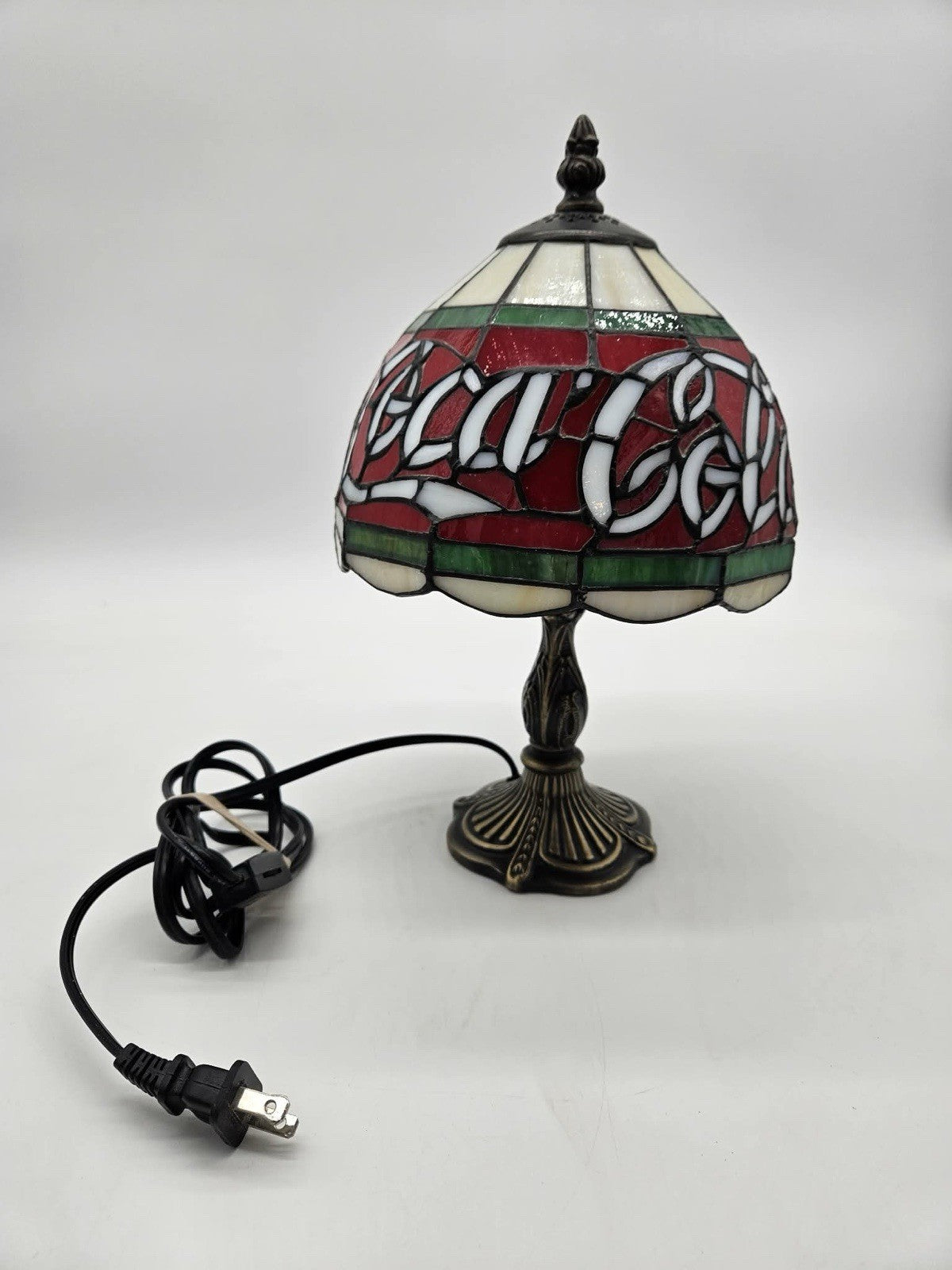 Rare Coca-Cola Licensed Tiffany Style Lamp Seedy Textured Faux Glass Shade