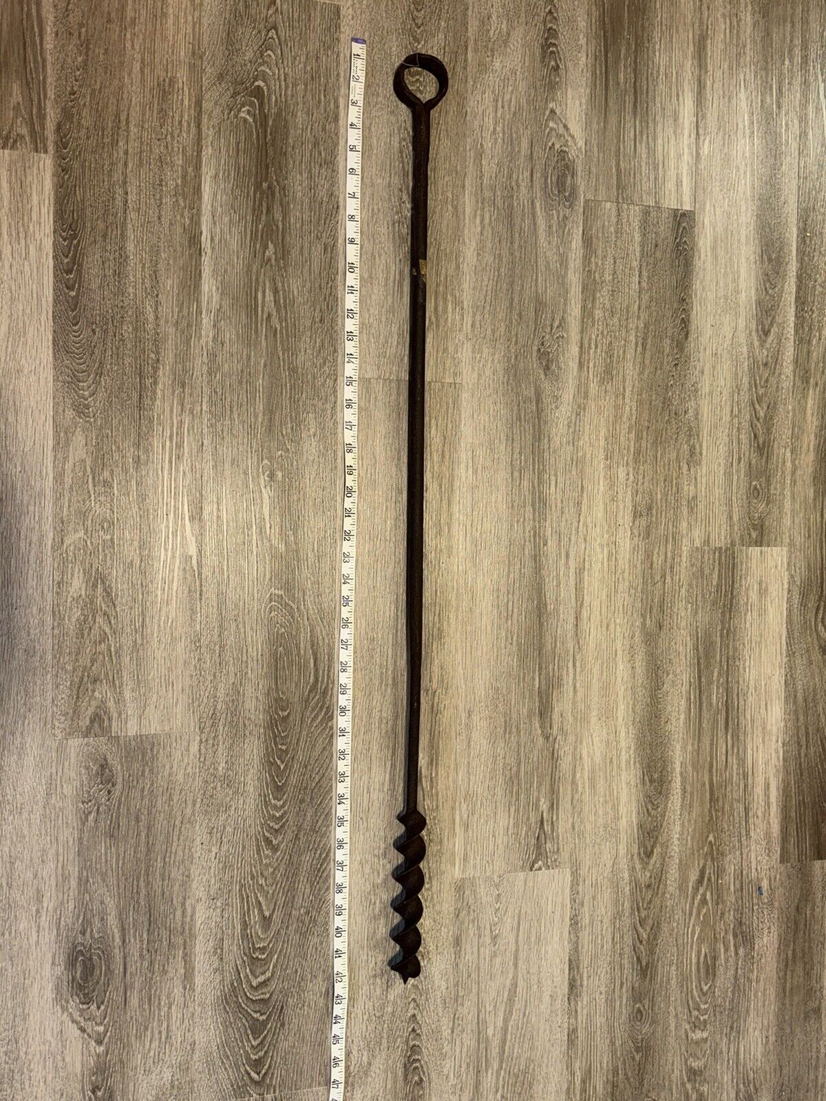 Antique Primitive Hand Forged Auger Manual Drill Bit Shipbuilding Tool