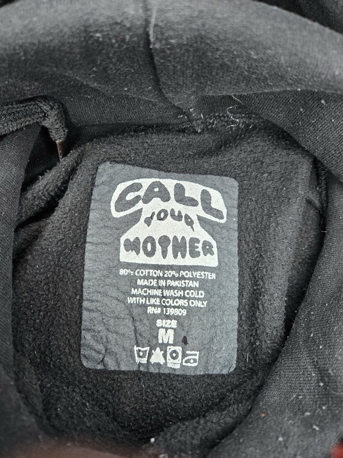 Call Your Mother Black Graphic Hoodie Size M