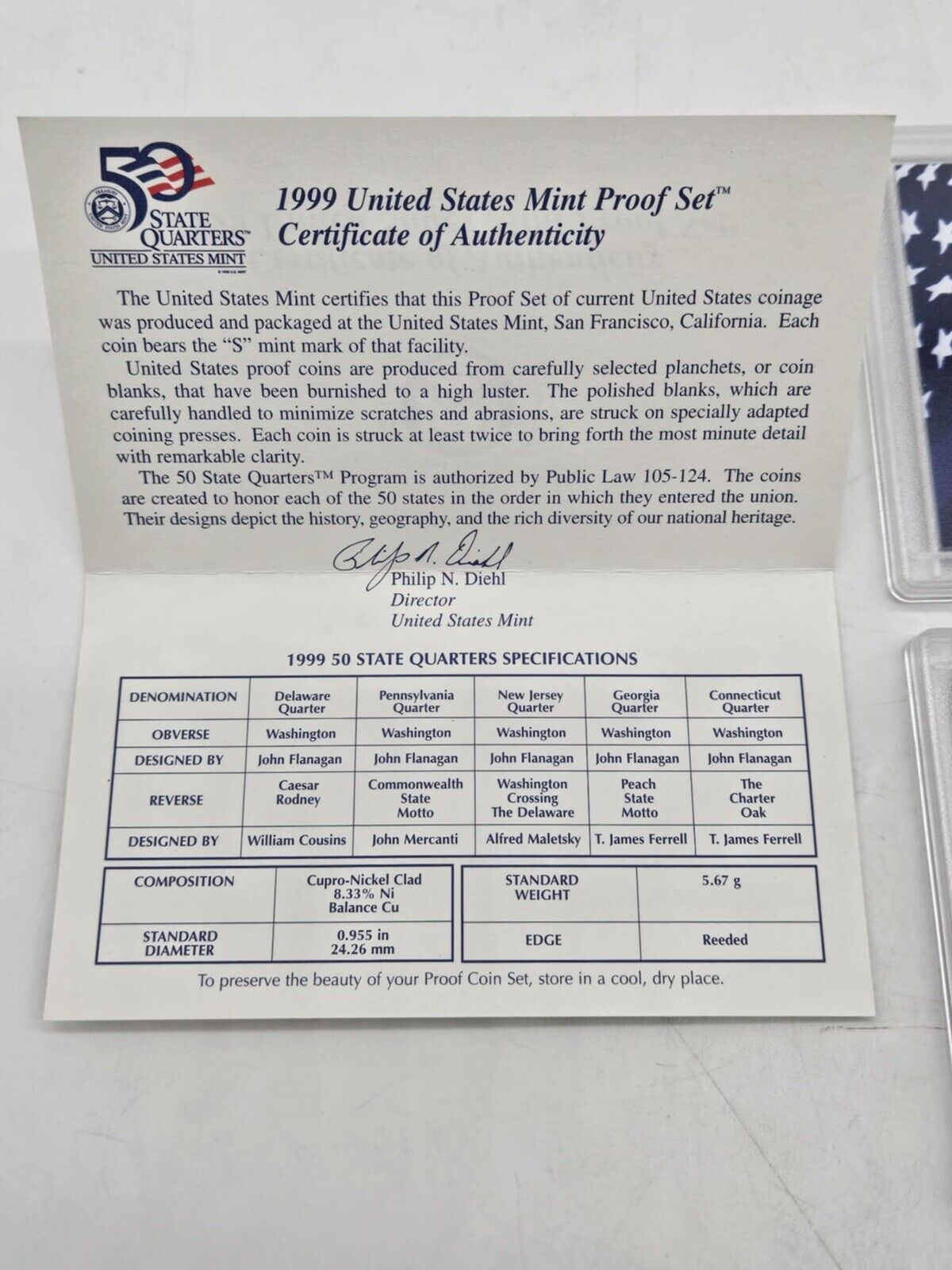 Lot of 3 Uncirculated 1999 Coins Clad Proof Set U.S. Mint  (JB01)