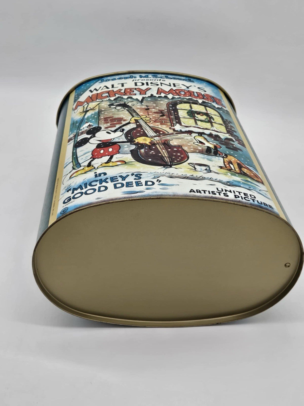 Vintage 1997Disney Metal Garbage Can Mickey's Good Deed Christmas Holiday Winter