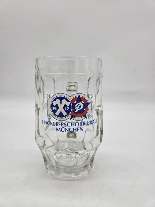 Hacker-Pschorr Brau Munchen 0.5L Vintage West Germany Glass Beer Mug  Rastal