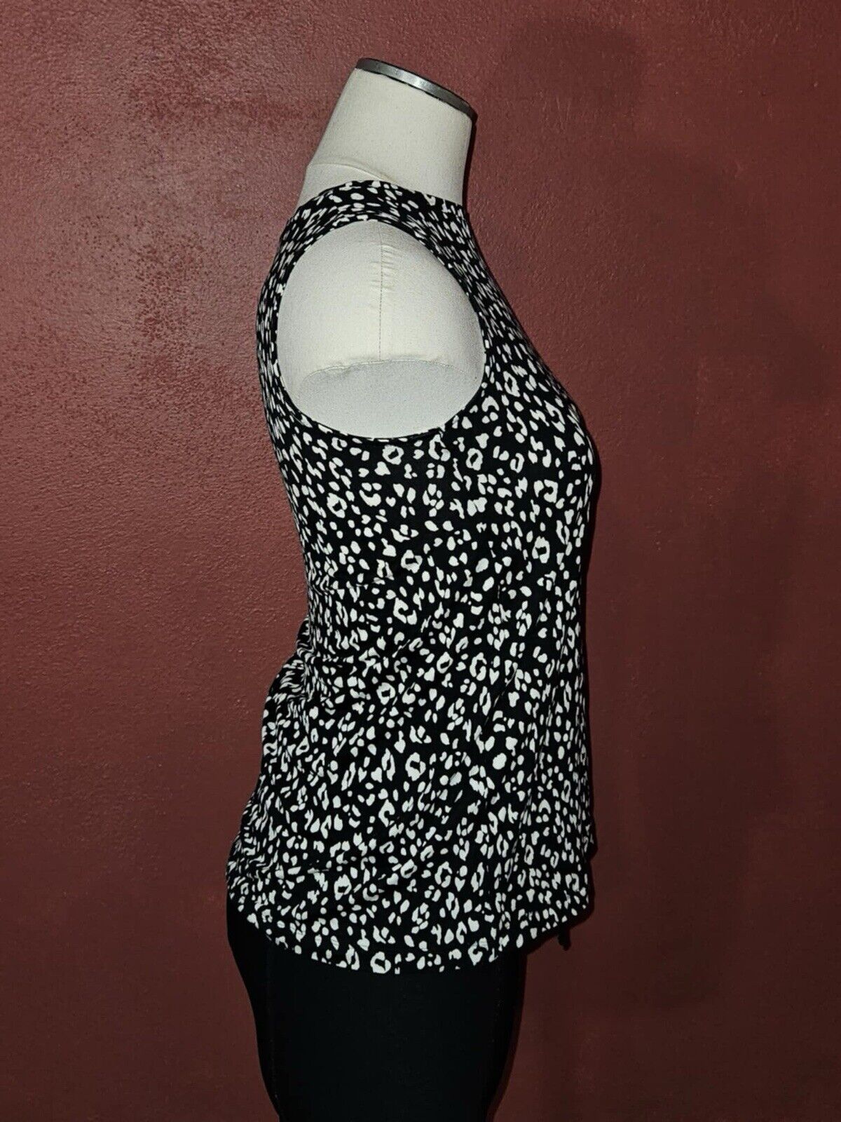 NEW 9 West Soft Spun Black & White Print Tank Top Cotton Blend Sz XS
