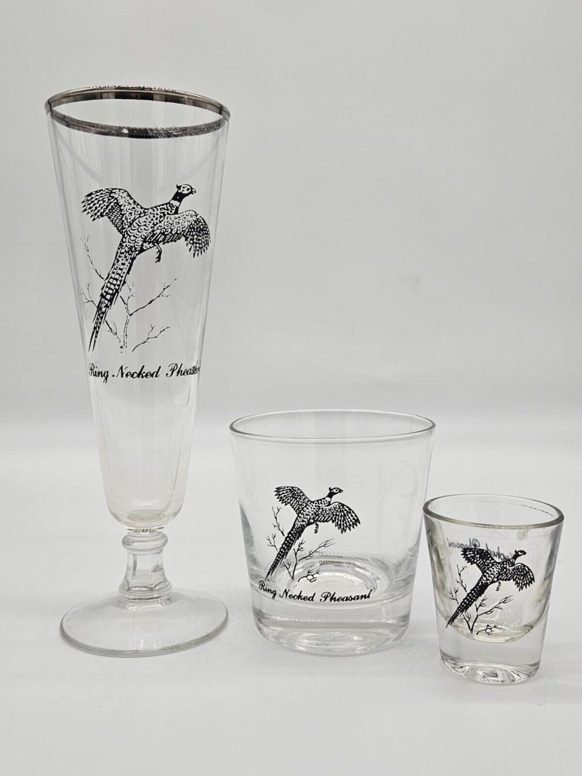 LOT OF 15 Vintage Federal Game Bird Barware Glasses