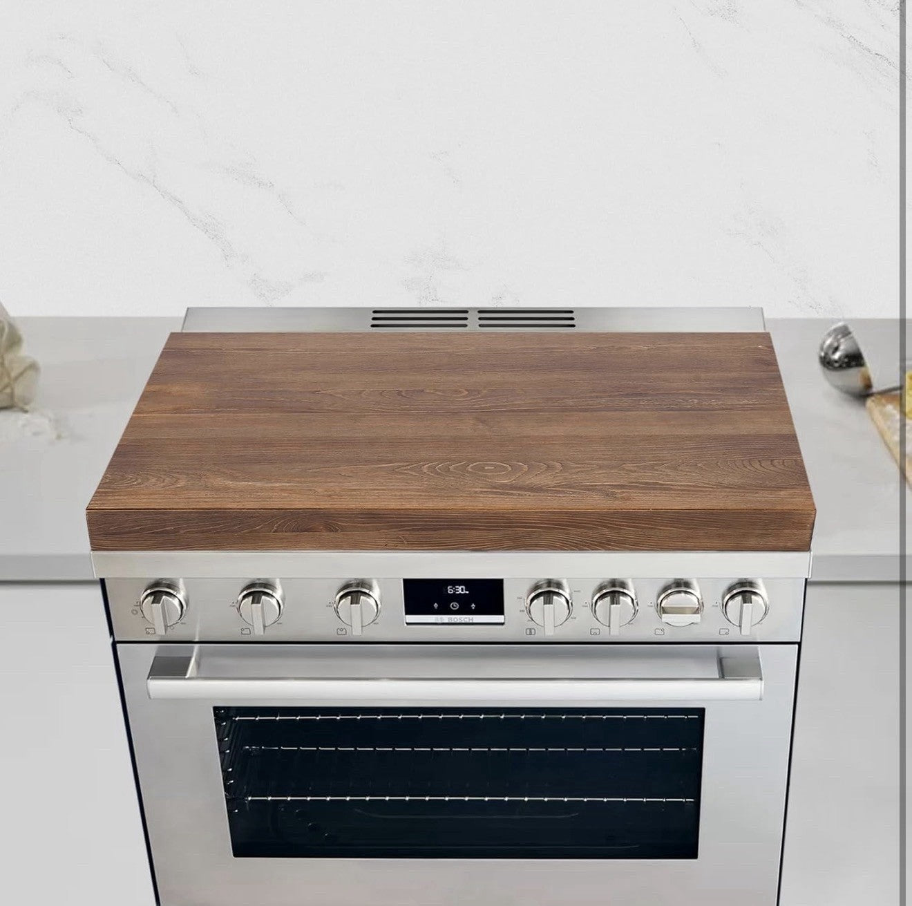 Wooden Noodle Board Stove Cover with Handles for Gas and Electric Stoves