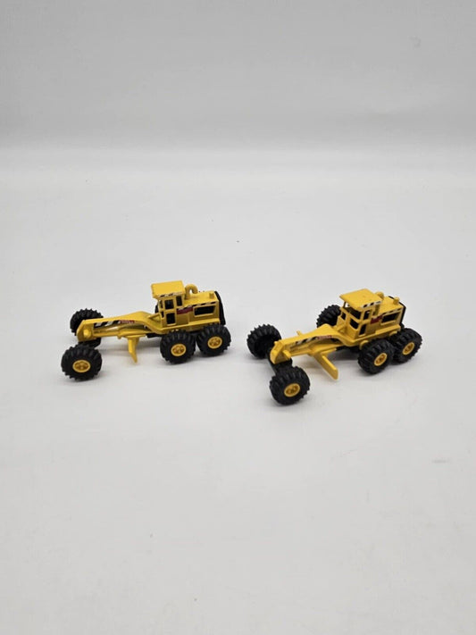 Set of 2 Vintage 1998 Maisto Tonka Yellow Motor Grader Die Cast Trucks