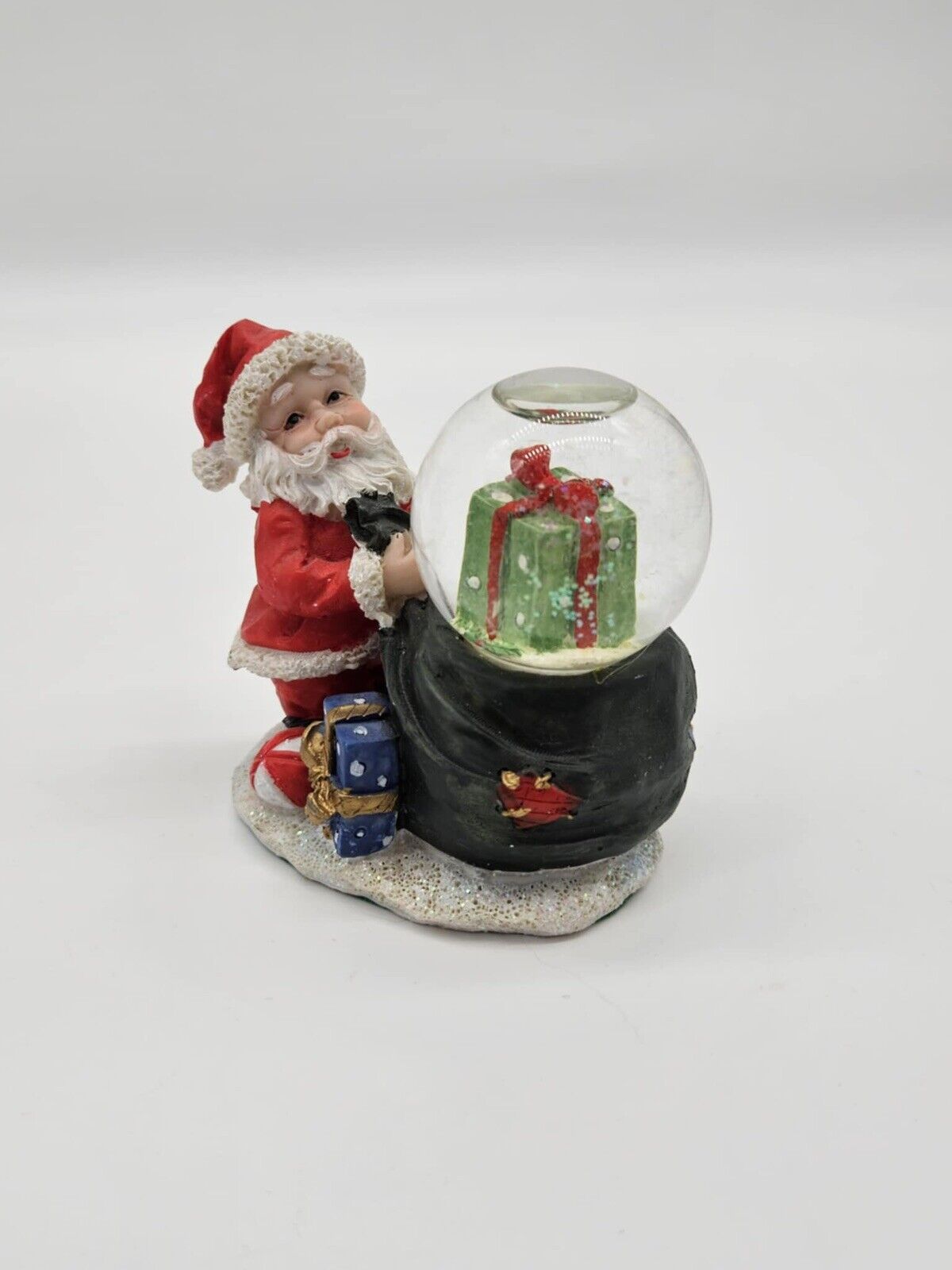 Vintage ‘Kay’s Collection’ Santa Snow Globe w/ Large Gift in the Globe