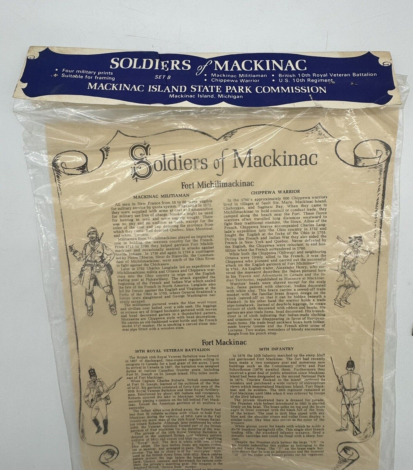 Vintage 1969 Mackinac Island State Park Commission 4 Chippewa Warriors NEW￼