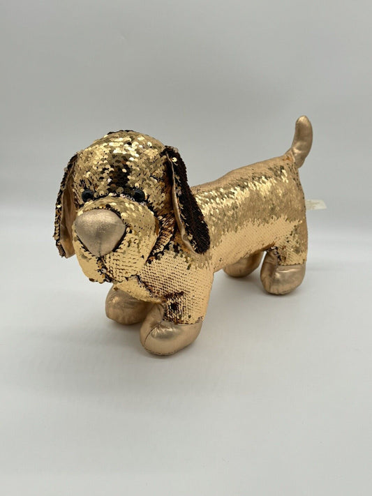 Dan Dee Plush Dachshund Wiener Dog Gold Sequins Bling - 21”