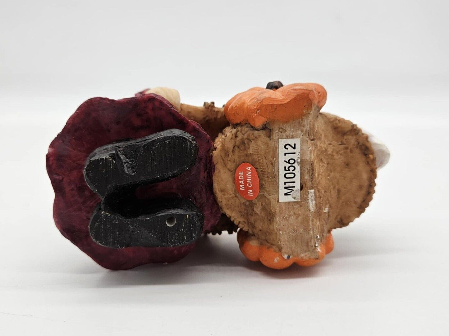 Thanksgiving Autumn Pilgrim Figurine Woman Pushing Pumpkin Cart Miniature