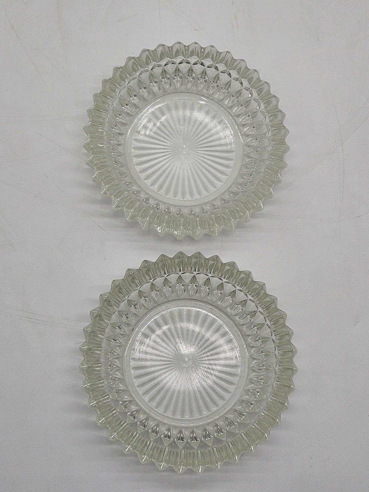 Set of 2 5.25 in clear cut glass trinket candy dishes