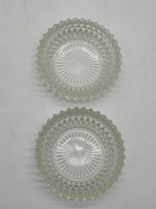 Set of 2 5.25 in clear cut glass trinket candy dishes