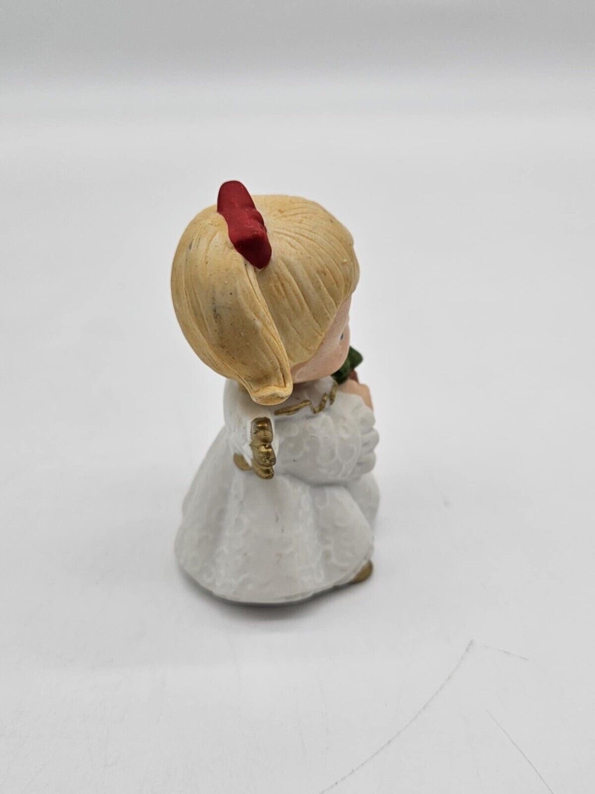 Vintage Small Cute Ceramic Angel Figurine Holding Christmas Tree Holiday