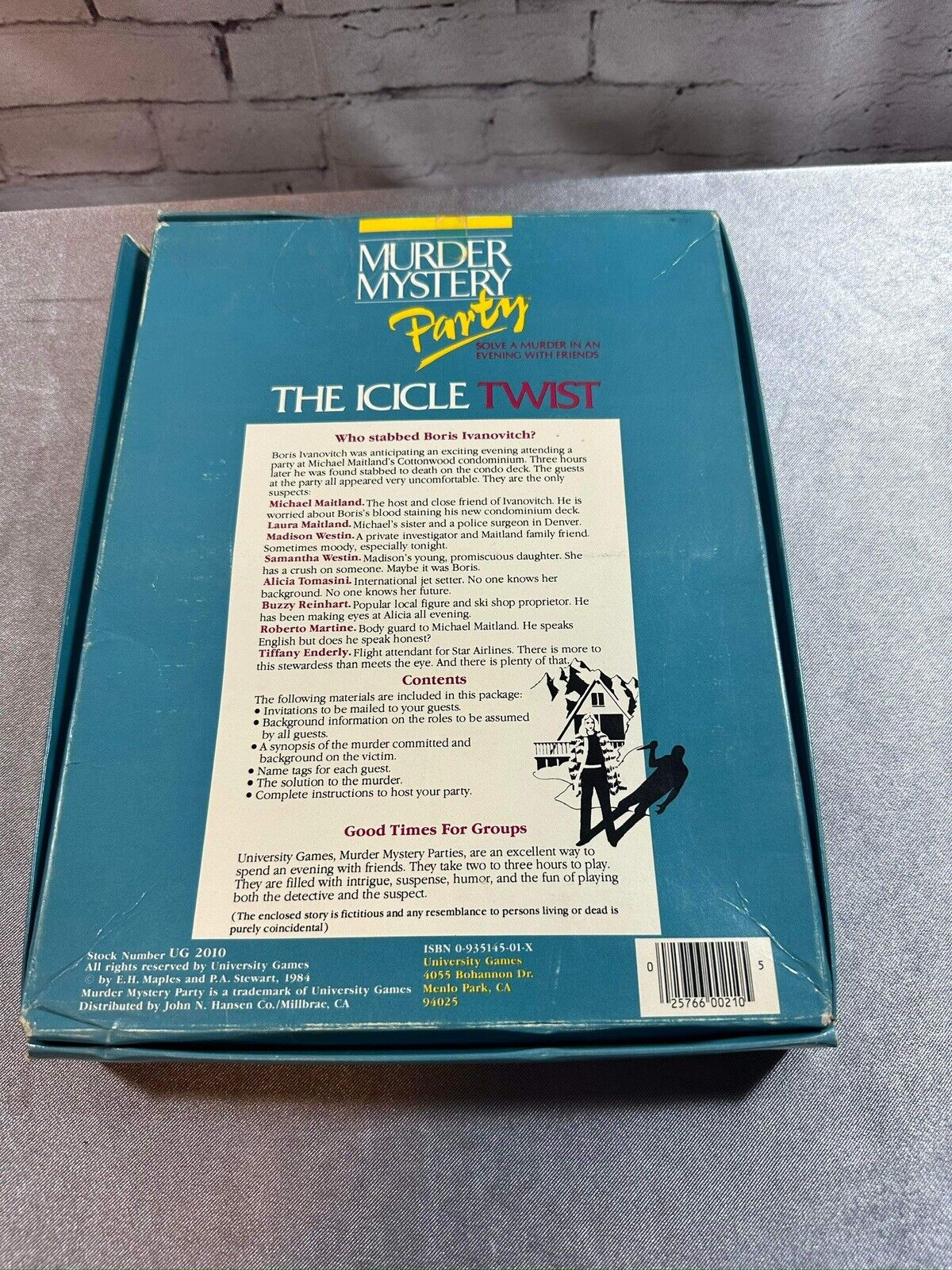 Vintage 1984 Murder Mystery Dinner Party Game “The Icicle Twist"  UG2010